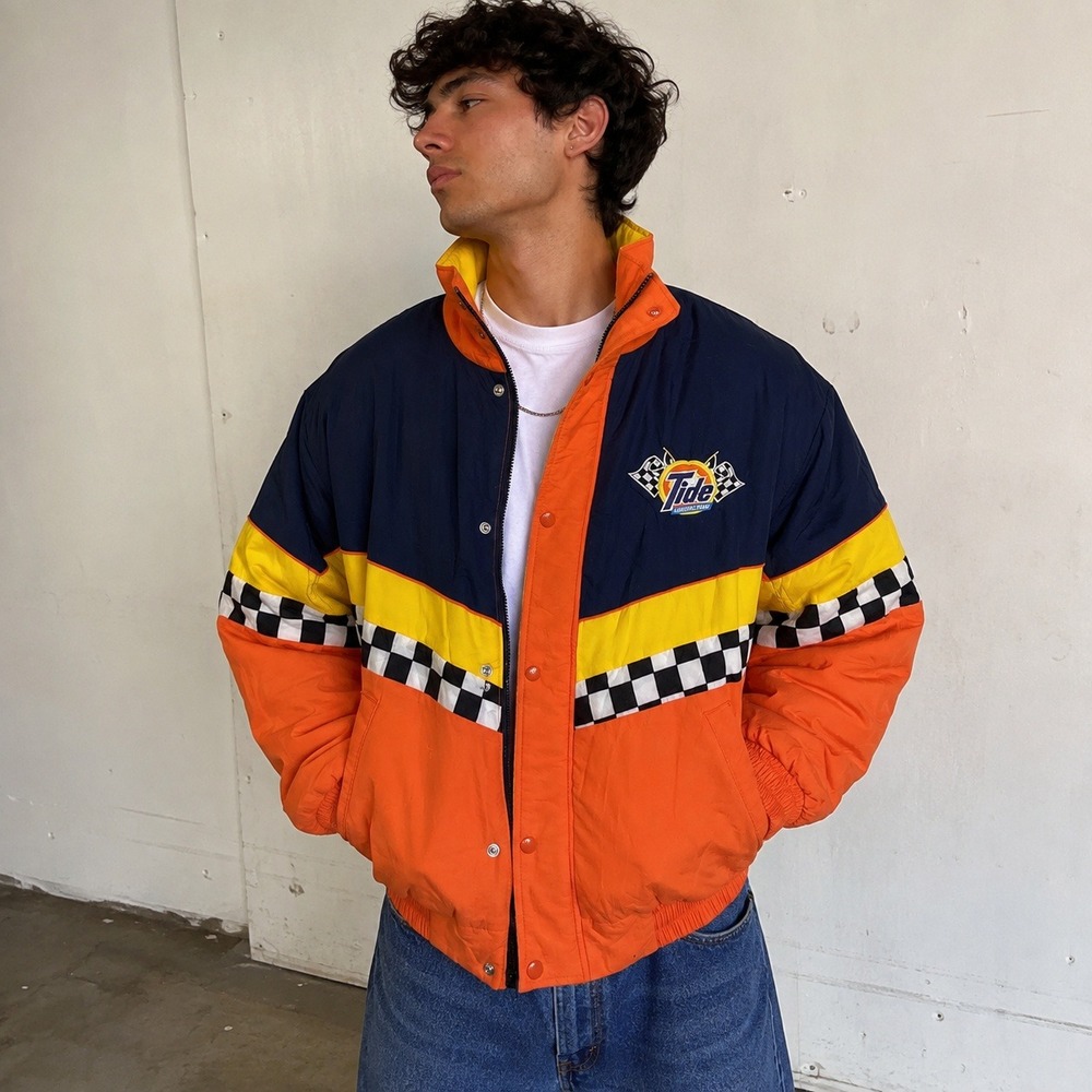 Vintage 90s NASCAR Jacket Tide Racing 10th Anniversary Swingster USA Men's XL